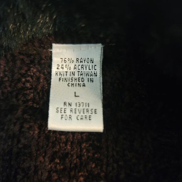 Valerie Stevens Chenille Faux Fur Neck Trim (Removable) Zip-Up Sweater Women's L - Picture 5 of 5